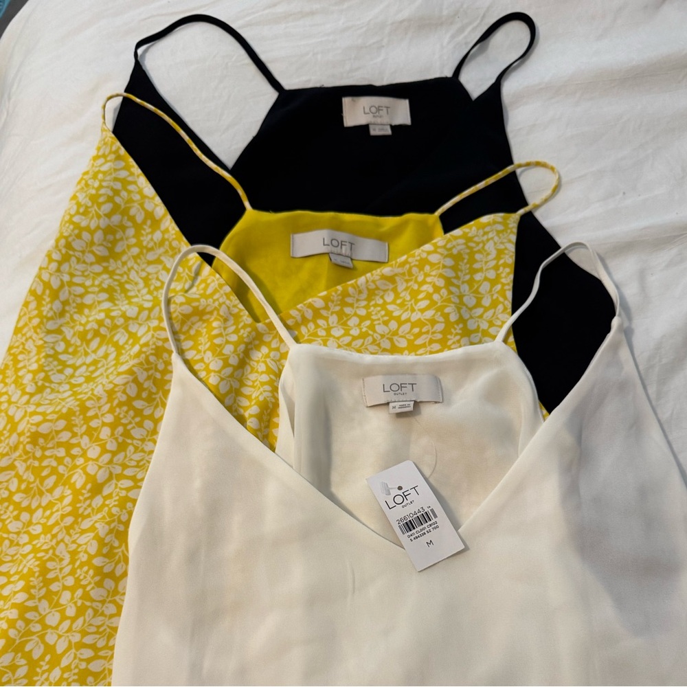 LOFT Black, White & Yellow Floral Camisole Set